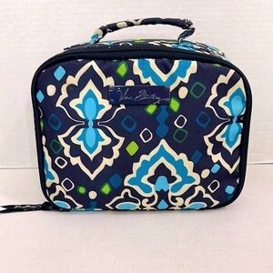Vera Bradley Ink Blue Patterned Women's insulated lunch/makeup tote EUC